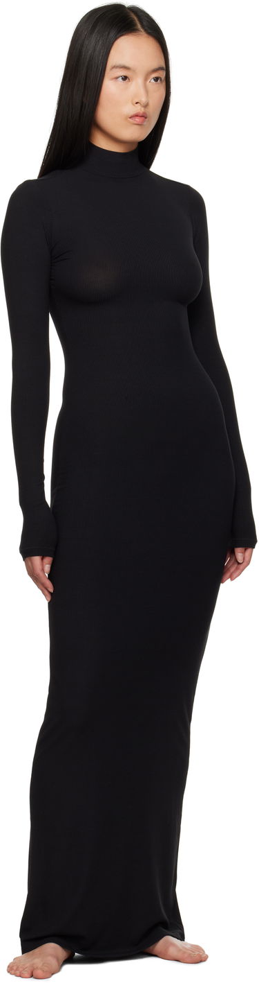 Šaty SKIMS Soft Lounge Turtleneck Maxi Dress Čierna | DS-DRS-6331W, 3