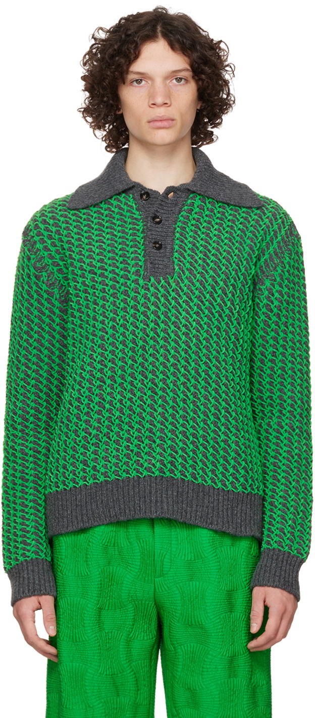 Sveter Bottega Veneta Jumper Polo Crewneck Zelené | 708699 V24Z0, 0