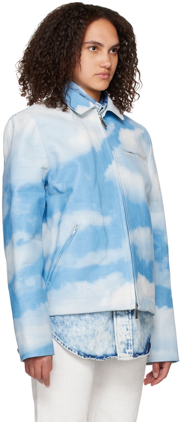 Vetrovka VETEMENTS VTMNTS Sky Puzzle Leather Jacket Modrá | VL14JA100S, 1