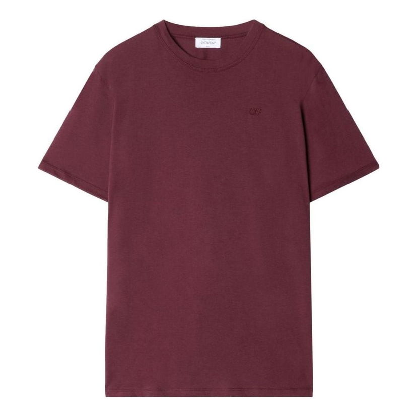 Tričko Off-White Embroidered Cotton T-Shirt Vínová | OMAA027F23JER0072828