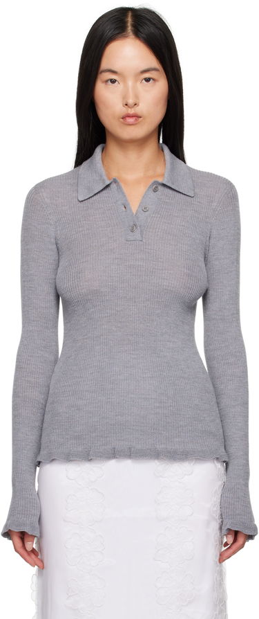 Polo tričko Cecilie Bahnsen Fitted Polo Top Šedá | 3.24KNI50004 ODA TOP, 0