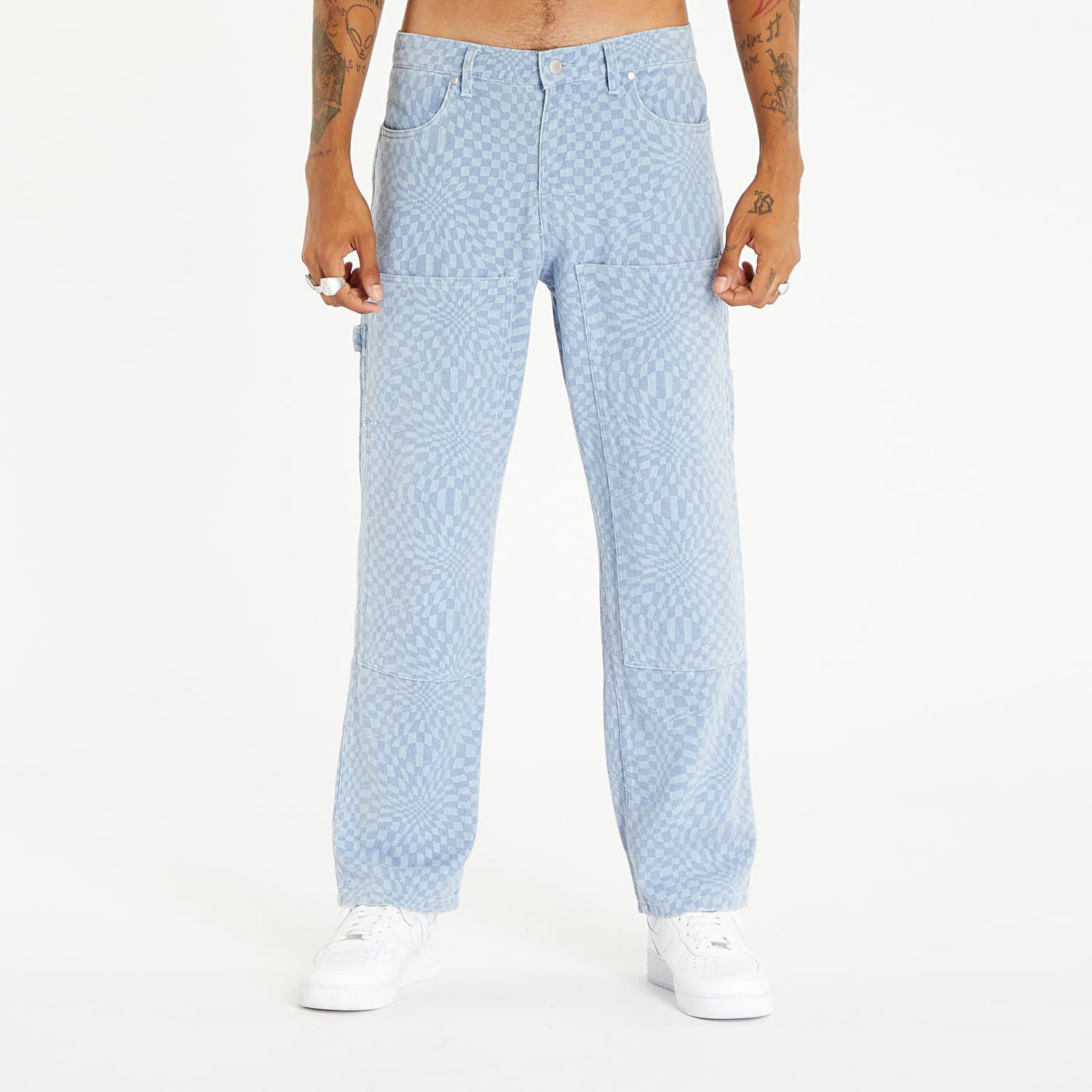 Nohavice Pleasures Washy Double Knee Work Pants Blue Modrá | P23F008 BLUE, 0
