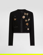 Dolce & Gabbana Double Crepe Wool Cropped Jacket with Embellishments