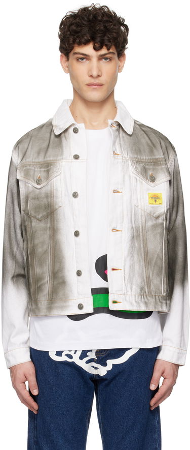Bunda BBC IceCream ICECREAM Oil Stained Denim Trucker Jacket Šedá | ICW008, 0