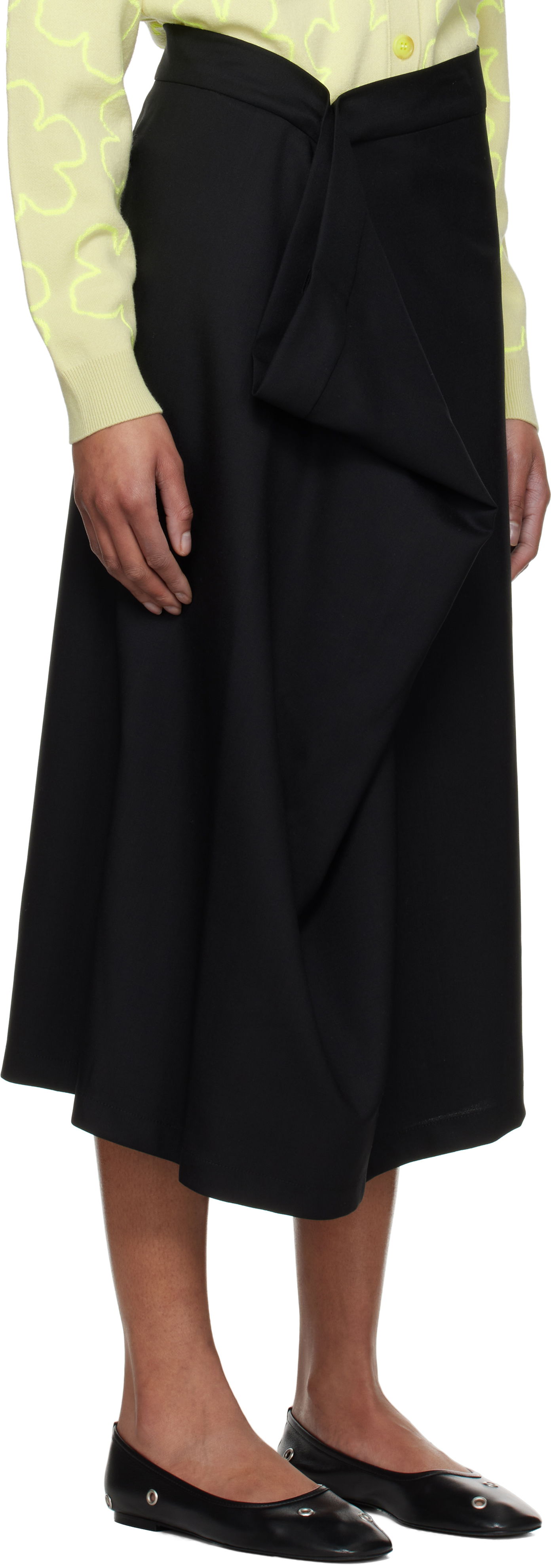 Sukňa KENZO Kenzo Paris Virgin Wool Draped Midi Skirt Čierna | FF52JU3149RA, 1