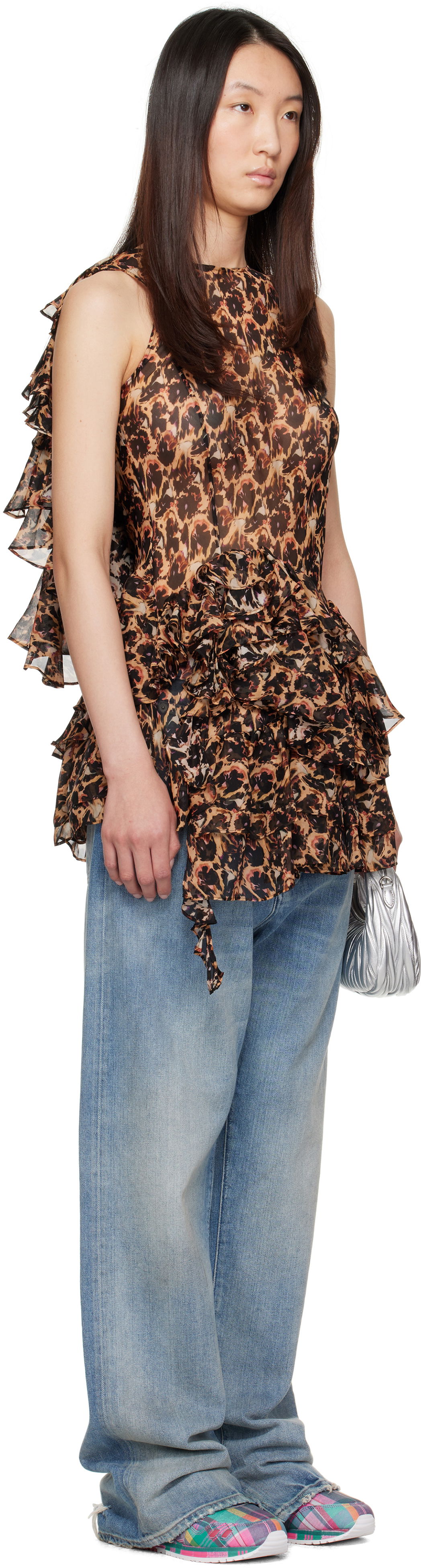 Šaty Collina Strada Collina Strada Silk Ruffle Mini Dress Modrá | XX4046, 1