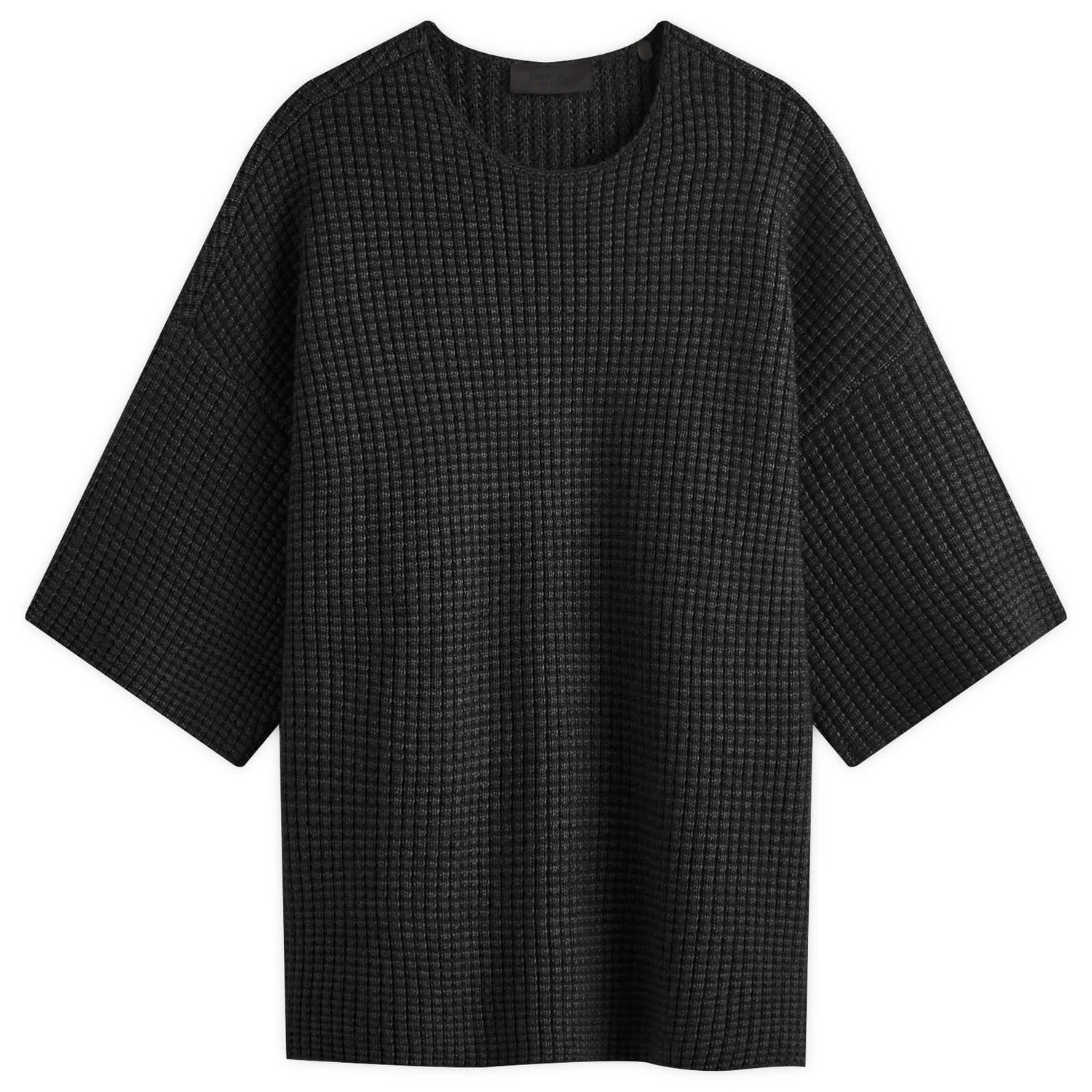 Sveter Fear of God Fear of God ESSENTIALS Heavy Waffle Short Sleeve Crew Sweat, Size X-Large Čierna | 192BT246160F, 1