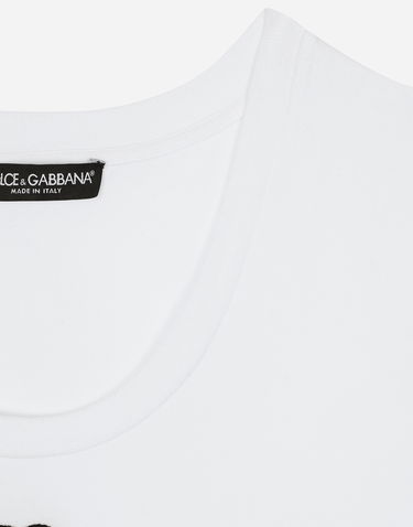 Tričko Dolce & Gabbana Jersey T-shirt With Dg Logo Biela | F8U71ZFUEEYW0800, 3