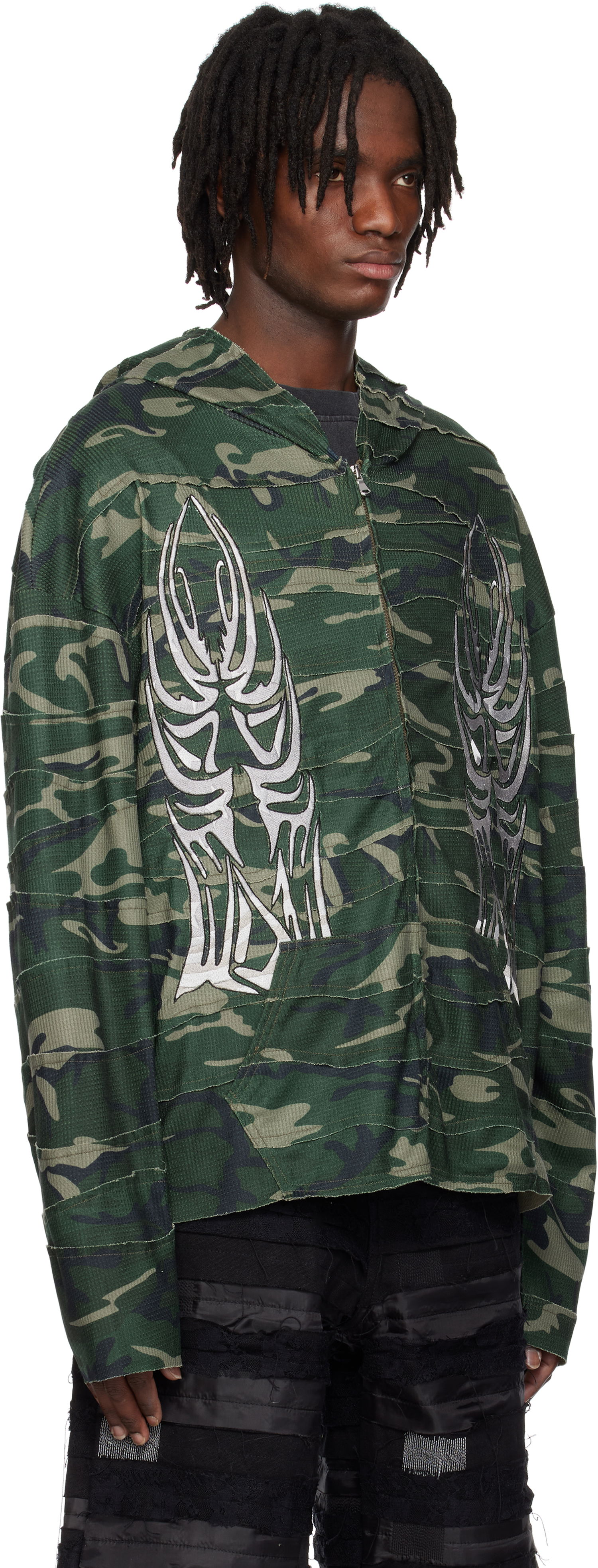 Mikina Who Decides War Who Decides War Winged Wavelength Camo Zip-Up Hoodie Zelené | 1110650011SS25, 1