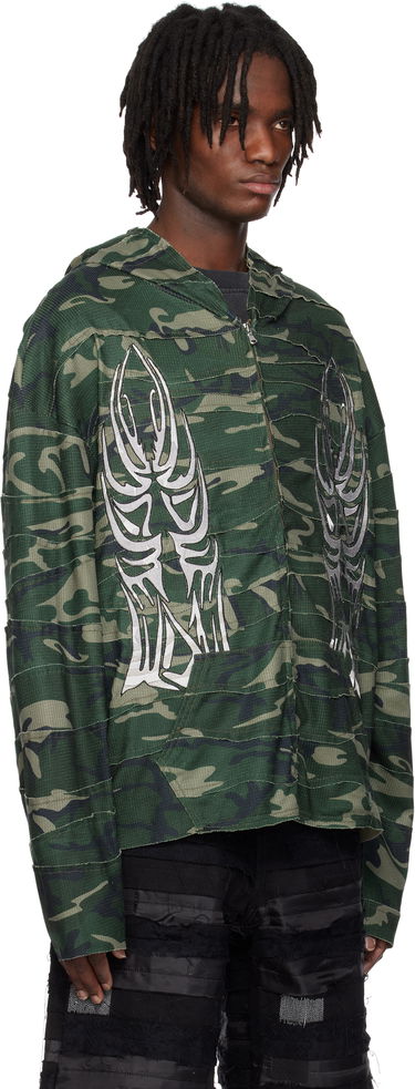 Mikina Who Decides War Who Decides War Winged Wavelength Camo Zip-Up Hoodie Zelené | 1110650011SS25, 1