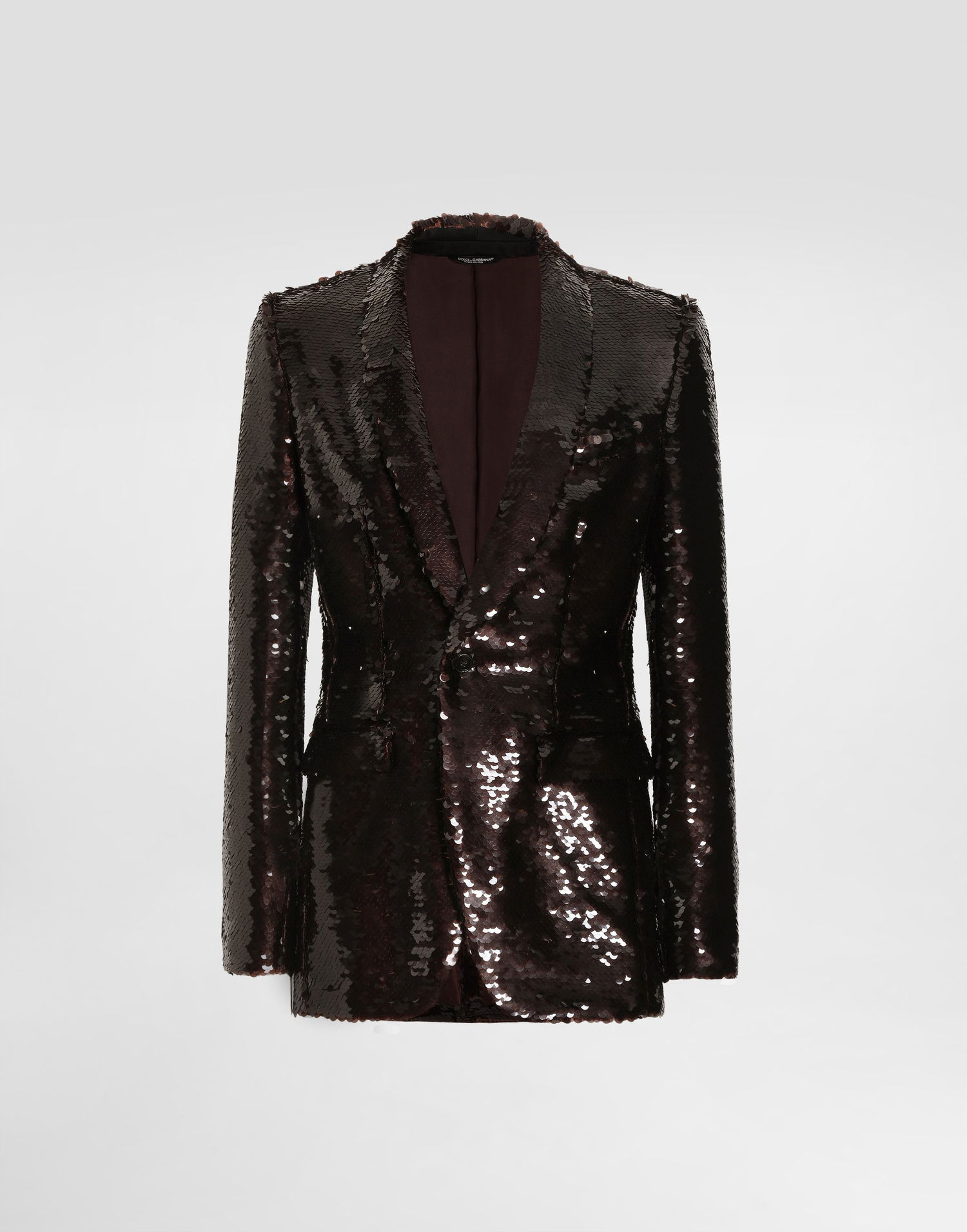Bunda Dolce & Gabbana Dolce & Gabbana Single-Breasted Sequin Jacket Hnedá | G2VT4TFLSF0M0774, 0