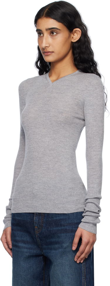 Sveter Khaite KHAITE Tania Ribbed Knit Top Šedá | 9699511, 3