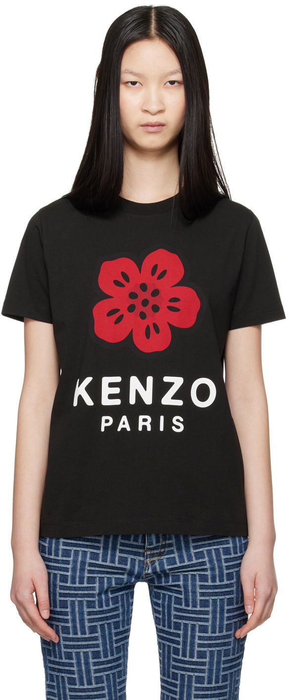 Black Paris Boke Flower T-Shirt