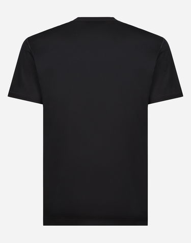 Tričko Dolce & Gabbana Cotton V-neck T-shirt With Branded Tag Čierna | G8PT2TG7F2IB0665, 1