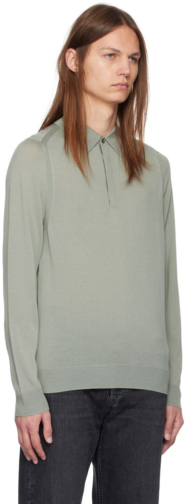 Polo tričko Paul Smith Paul Smith Merino Long Sleeve Polo Zelené | M1R-570X-M02093-36, 1