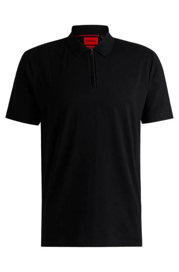 Polo tričko BOSS BOSS Zip-Neck Polo Shirt Čierna | 50543368, 0
