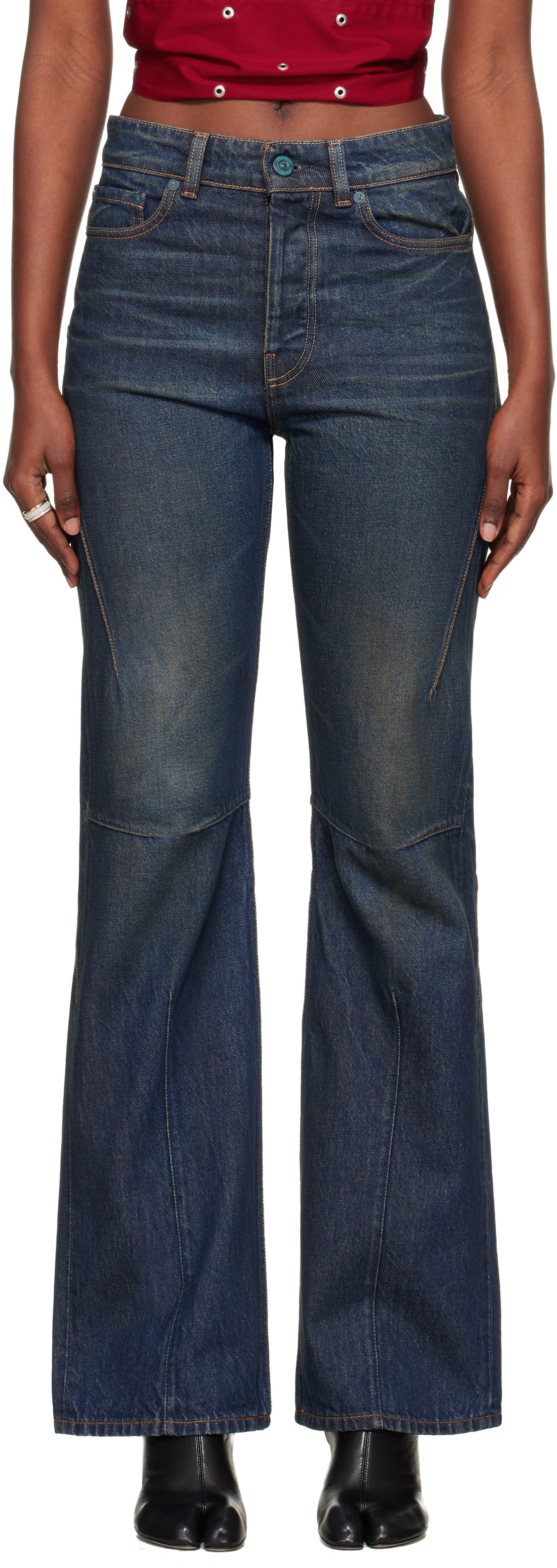 Džínsy OUR LEGACY Moto Cut Flared Jeans Modrá | W4255MS, 0