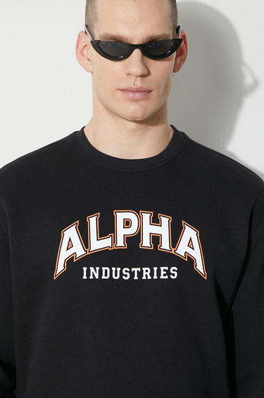 Mikina Alpha Industries Alpha Industries College Print Sweatshirt Čierna | 146301, 4