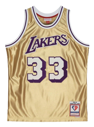 Dres Mitchell & Ness Los Angeles Lakers Kareem Abdul-Jabbar 75th Gold Swingman Jersey Metalická | SMJY4398-LAL83KABGOLD