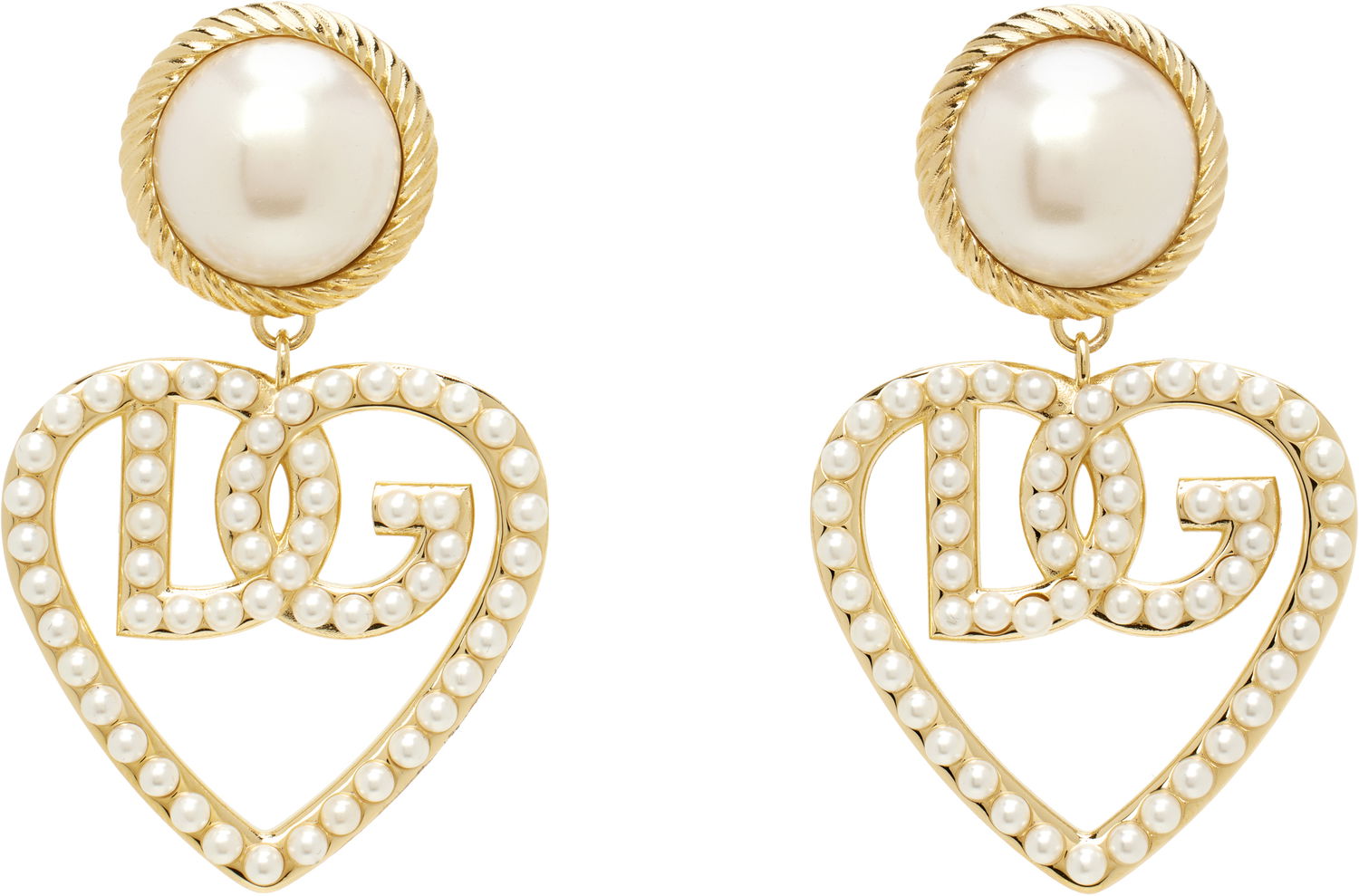 Náušnice Dolce & Gabbana DG Logo & Heart Pearl Earrings Metalická | WEQ6L4 W1111, 0