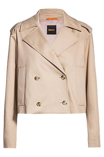 Trenčkot BOSS BOSS Cropped Water-Repellent Stretch Cotton Trench Coat Béžová | 50540718, 0