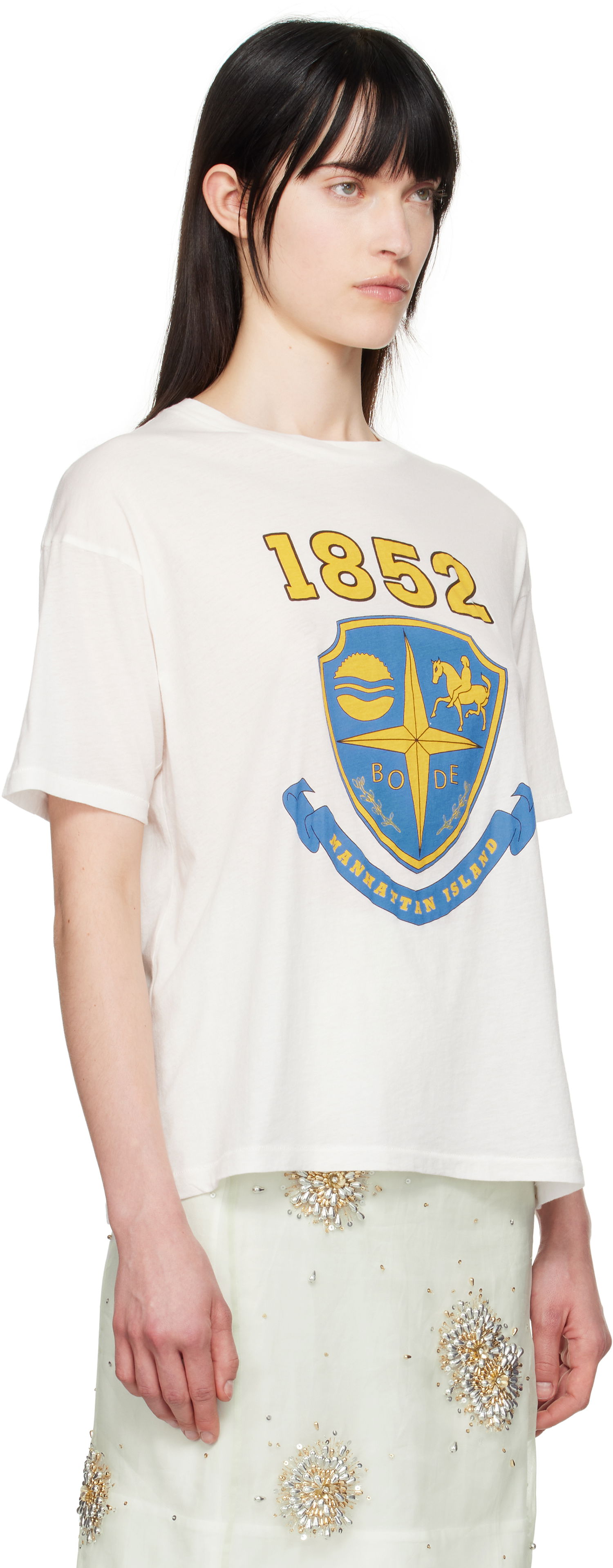 Tričko Bode Bode Crest Boxy T-Shirt Biela | MRS25CS008, 1