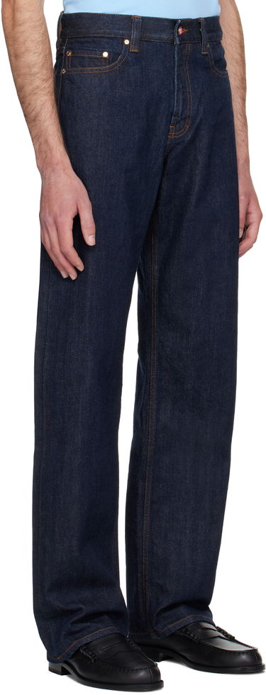 Džínsy Casablanca Casablanca Selvedge Embroidered Laurel Jeans 30" Modrá | MPF25-TR-330-01, 4