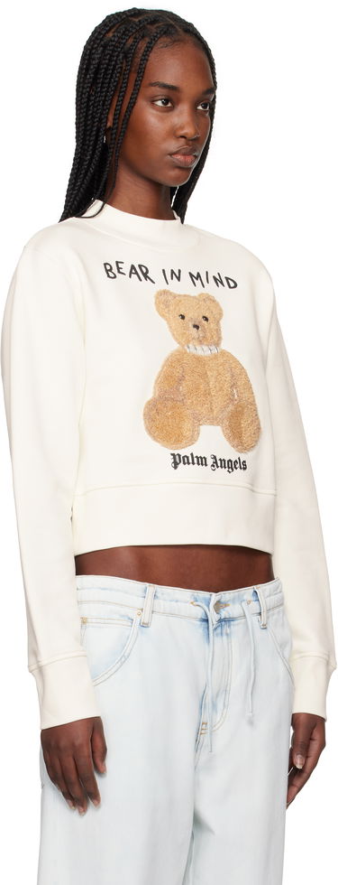 Sveter Palm Angels Palm Angels 'Bear in Mind' Cropped Sweatshirt Biela | PWBA016S25FLE0030360, 1