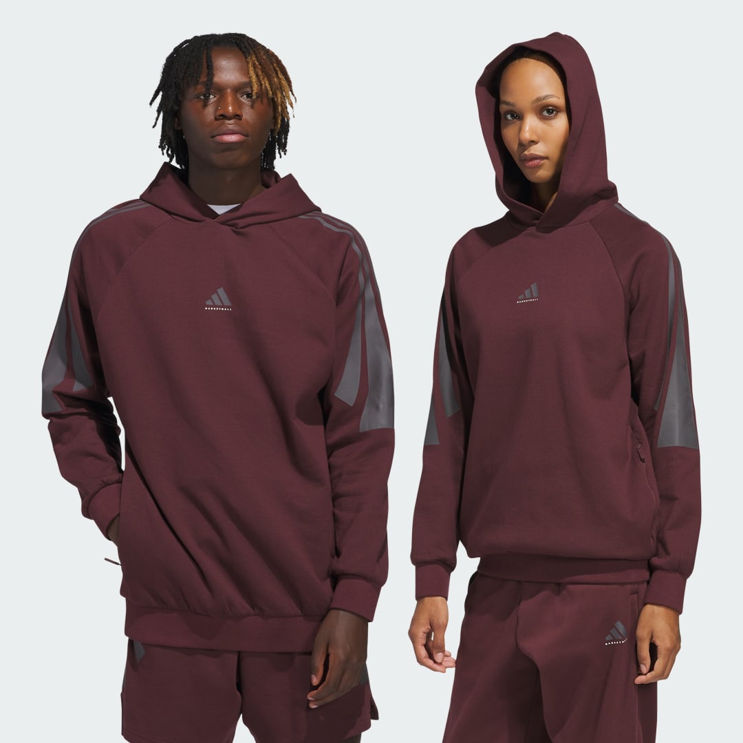 Mikina adidas Performance Basketball Spacer Hoodie Vínová | JD6139, 0
