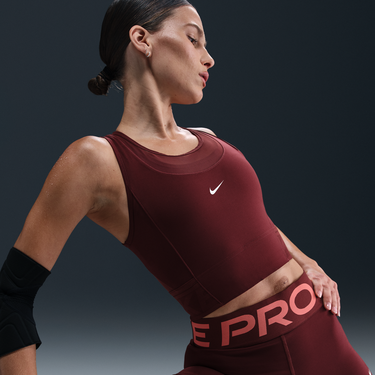 Tielko Nike Dri-FIT Nike Pro Cropped Training Tank Vínová | HJ1192-619, 1