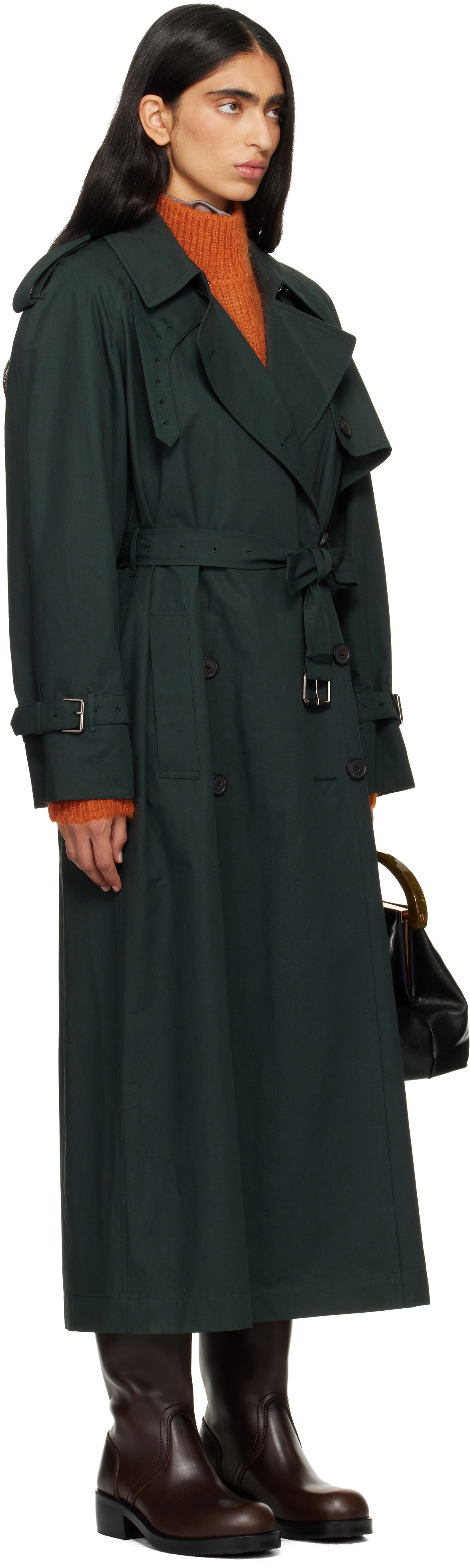 Trenčkot Dries Van Noten Dries Van Noten Double-Breasted Trench Coat Zelené | 252-010250-2291, 1