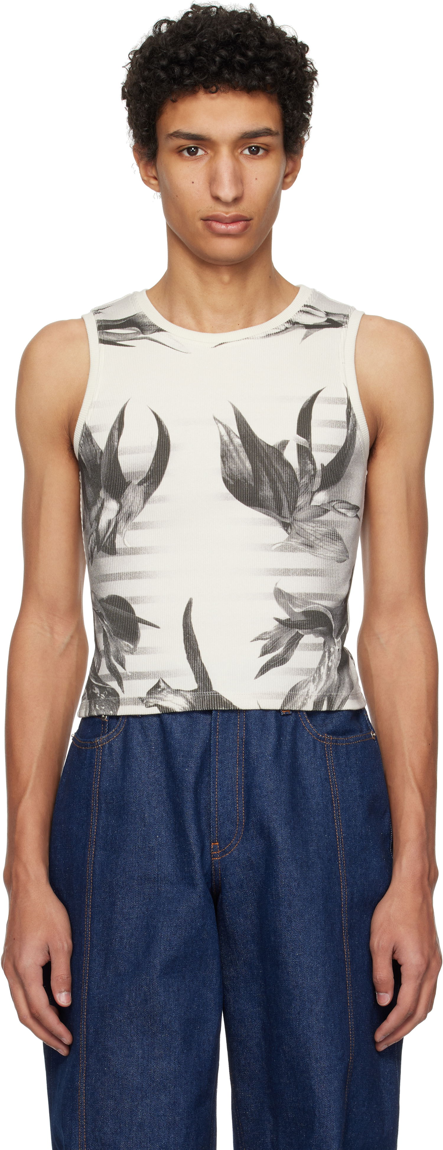 Tielko Jean Paul Gaultier Jean Paul Gaultier Flower Body Morphing Tank Top Biela | 25/33-F-DB049-J579-010200, 0