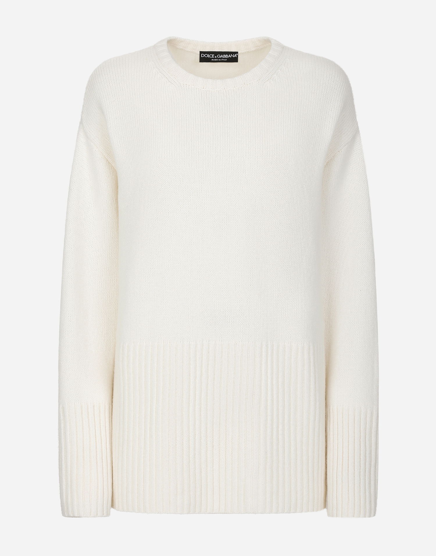 Sveter Dolce & Gabbana Cashmere Sweater With Logo Embroidery Biela | FXX56ZJAWYPW0001, 0