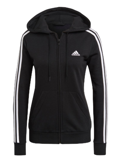 Mikina adidas Originals Essentials French Terry 3-Stripes Full-Zip Hoodie Čierna | GL0792