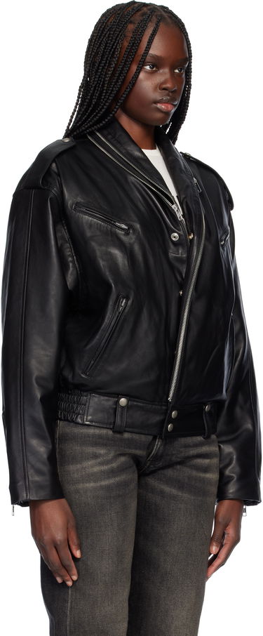 Bomber bunda R13 R13 Zip Collar Motorcycle Leather Jacket Čierna | R13WR344-R450B, 1