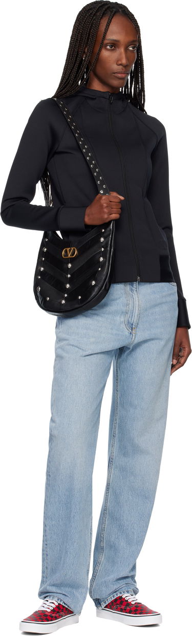 Mikina Valentino Embossed Logo Full-Zip Hoodie Čierna | 7B0MF25B9U0, 3