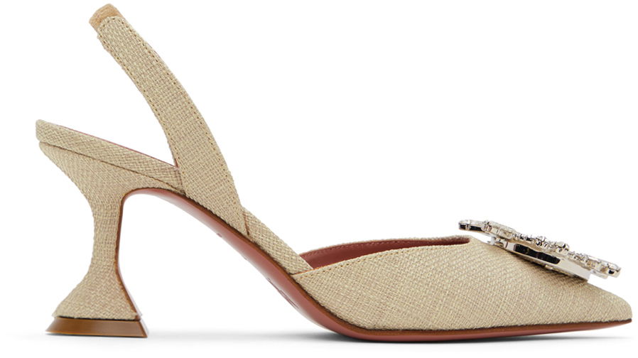 Tenisky a topánky Amina Muaddi Sling 70 Textile Heels Béžová | BEGUM SLING 70 CL CANVAS, 0