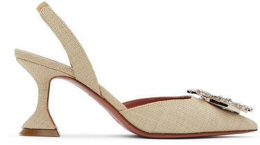 Tenisky a topánky Amina Muaddi Sling 70 Textile Heels Béžová | BEGUM SLING 70 CL CANVAS, 0