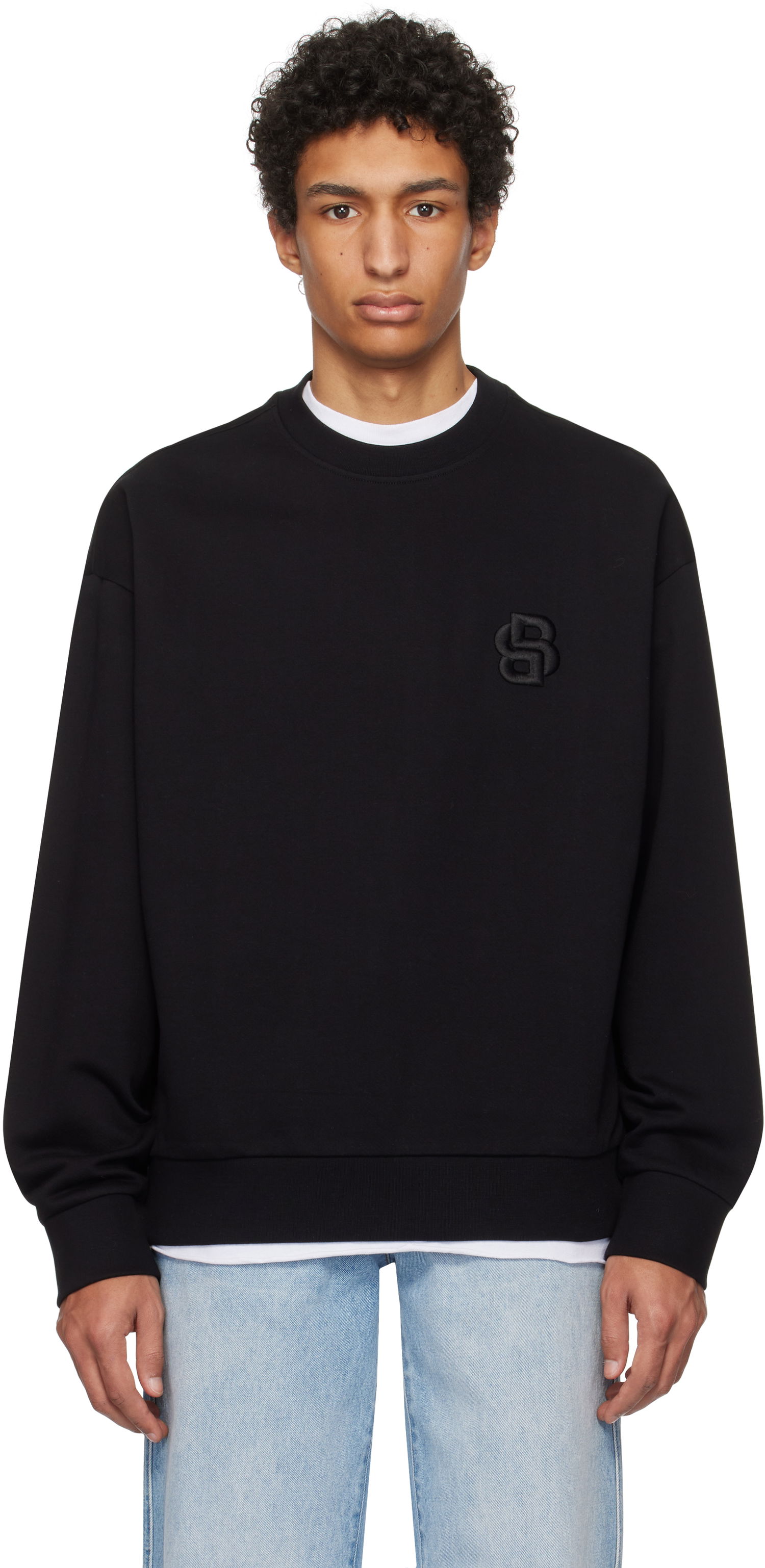 Sveter BOSS Mercerized Cotton Sweatshirt Čierna | 50533075, 0
