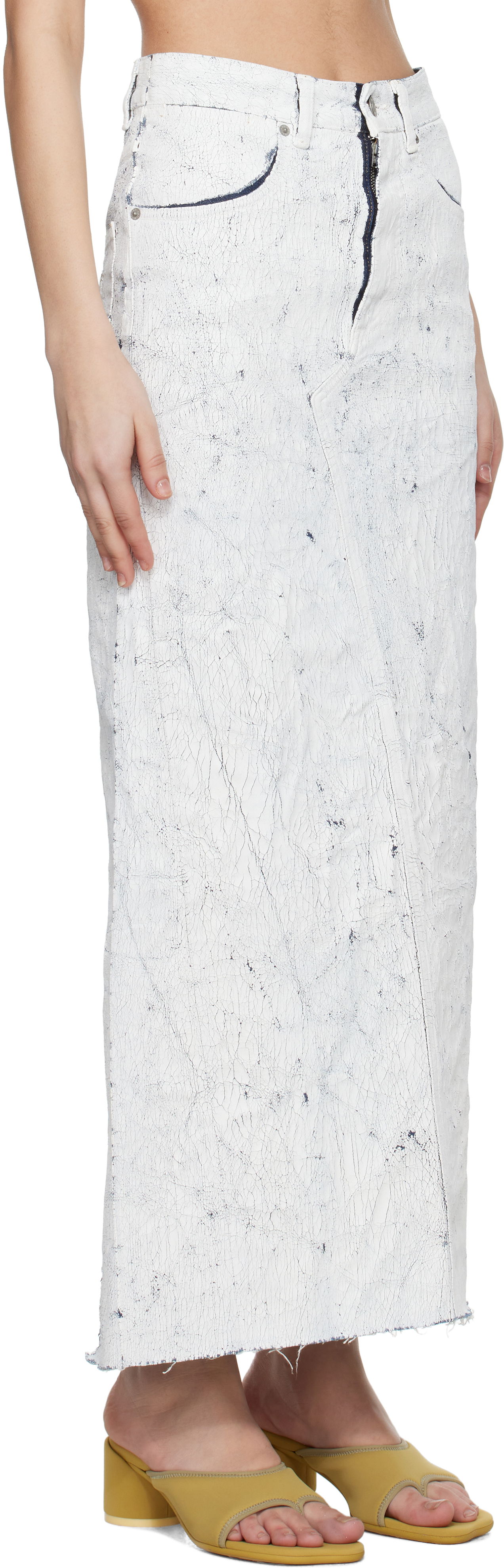 Sukňa Maison Margiela MM6 Maison Margiela Hand-Painted Denim Maxi Skirt Biela | S62MI0027 M30028, 1