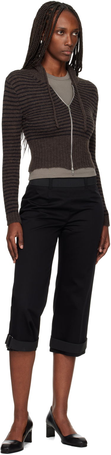 Mikina OUR LEGACY Striped Cropped Full-Zip Knit Hoodie Hnedá | W4253CD, 3