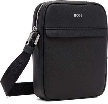 Taška cez rameno BOSS BOSS Leather Reporter Bag Čierna | 50483566, 1