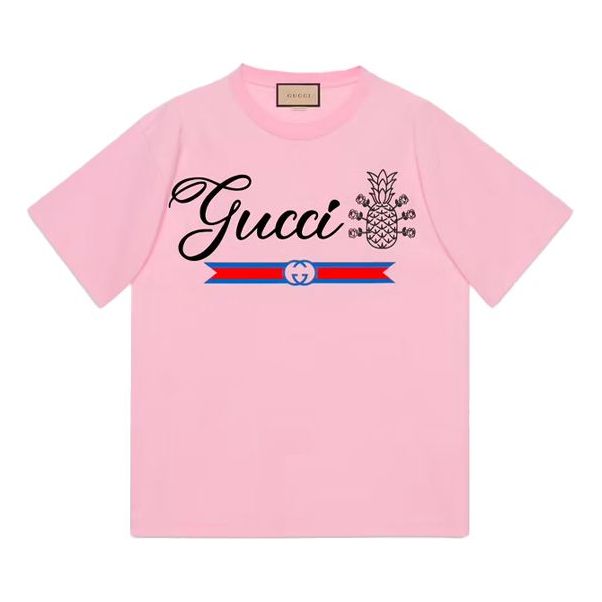 Tričko Gucci Cotton T-Shirt with Pineapple Print Ružová | 616036-XJD21-5904, 0