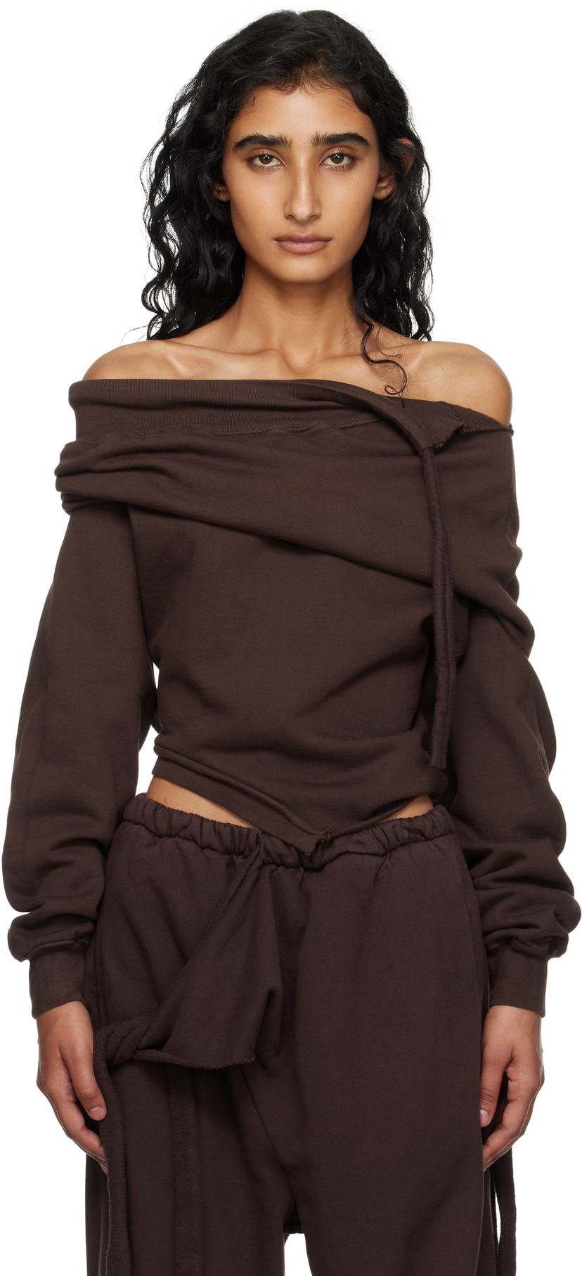 Sveter Ottolinger Ottolinger Off-Shoulder Slouchy Sweater Hnedá | 115-104615-01