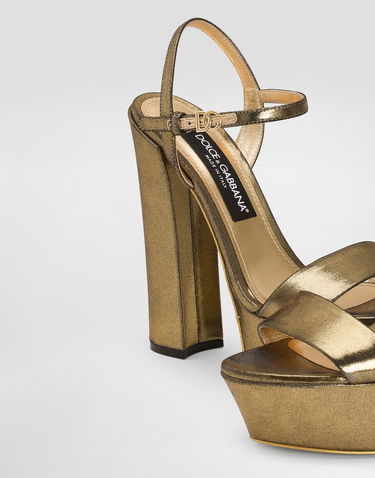 Tenisky a topánky Dolce & Gabbana Foiled Organzine Platform Sandals Metalická | CR1781A573680997, 3
