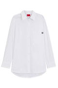Oversized-Fit Cotton Canvas Blouse with Embroidered Logo