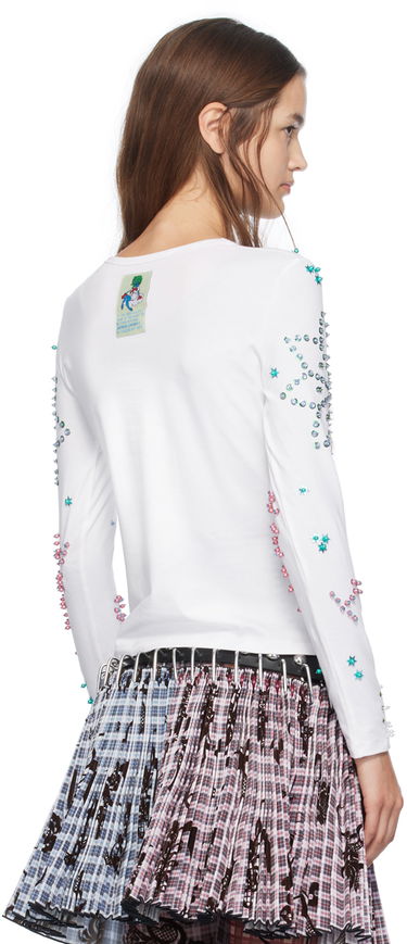 Tričko Chopova Lowena Chopova Lowena Kitty Beaded Long Sleeve T-Shirt Biela | 2247, 2