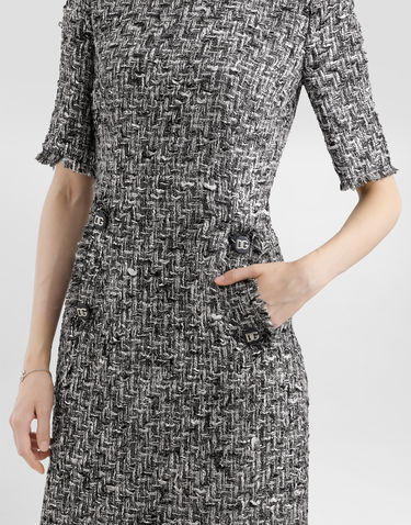 Šaty Dolce & Gabbana Dolce & Gabbana Raschel Tweed Midi Dress with Short Sleeves Rôznofarebný | F6TMFTFMMH7S8030, 3