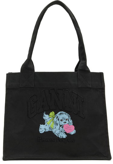 Tote bag GANNI Puppy Graphic 'Please Recycle' Large Tote Čierna | A7158, 0