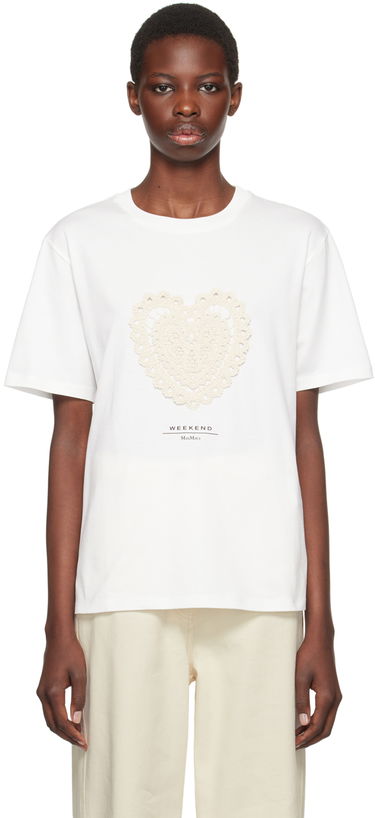 Tričko Max Mara Max Mara Crochet Appliqué T-Shirt Biela | 2425976041600, 0
